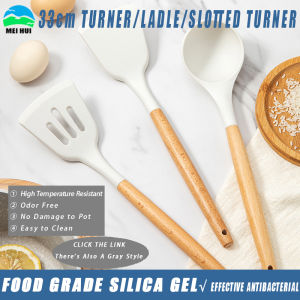 Discover the Versatility of Wooden Handle Slotted Turners & White Color Food Grade Silicone Kitchen Utensils