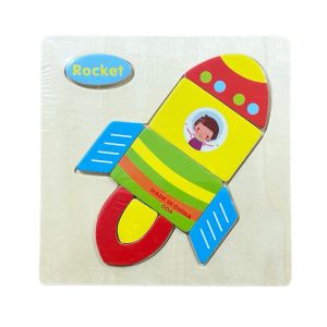 [TM77] Puzzle Timbul Kayu Persegi 15cm / Wood Jigsaw 3d Karakter Hewan Transportasi Belajar Inggris