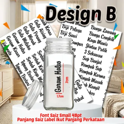 74Pcs Sticker Dapur Label Spice Kitchen Sticker Spice Sticker kitchen label sticker Waterproof Sticker Barang Dapur