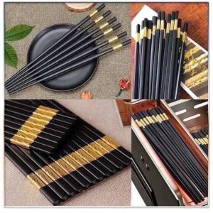 Bộ 10 đôi Đũa mạ vàng Đũa ăn cao cấp đũa khảm vàng hàn quốc Chống Trơn- Chống Trượt- Chống Mốc- Bền Mầu
