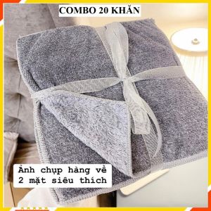 Khăn Lau Bếp (Combo 20 Cái) Khăn Lau Đa Năng 2 Mặt Sợi Than Tre Mềm Mịn Siêu Thấm 25x25cm - Khăn Lau Tay