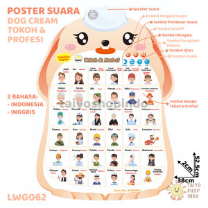 TAIYO Poster Edukasi Suara Hijaiyah Huruf Angka Hewan Buah Belajar 3 Bahasa Ngaji Bunyi Baca Anak