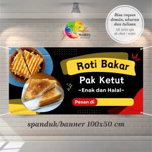Cetak Spanduk Banner Hitam Kuning Sederhana Minimalis Spanduk Promosi Roti Bakar