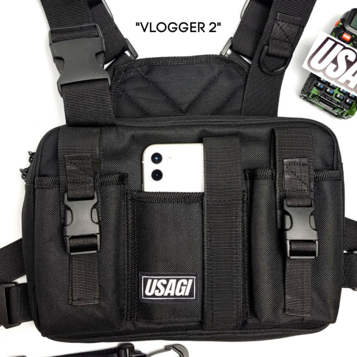 USAGI Vlogger 2 Chest Cam Motorcycle Bag w/ Smartphone Holder Pouch ...