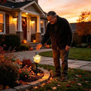 GIORGIONE Waterproof Solar Halloween Lights Resin Figurine Cute Garden Stake Light Landscape Lighting Pumpkin Design Lawn lamp For Garden Courtyard Patio