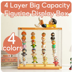 Fully Transparent BIG 4 Layers Acrylic Figurine Display Case Blind Box Lego Popmart Storage with Rack Shelf