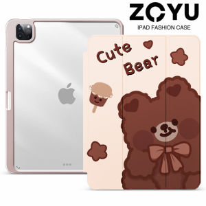 ZOYU iPad น่ารักการ์ตูนแม่เหล็กที่ถอดออกได้สำหรับ ipad 2022 Pro 11 iPad gen 9 8 7 iPad Mini 6 iPad Air 4 Air 5 10.9 iPad Pro 11พร้อมดินสอความละเอียดสูงโปร่งใสด้านหลังเคสอัจฉริยะที่ออกแบบดัดงอได้กันกระแทก