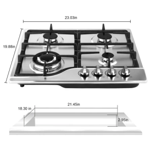 4-Burner Built-In Gas Cooktop Anti-Melt Metal Knobs Easy Clean High Heat Resistant Commercial Grade Portable Gas Stove