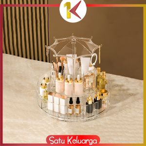 SK-K169 Rak Kosmetik Putar 360 Derajat Transparan Desain Payung Aesthetic / Rak Susun 2 Tingkat