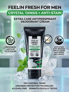 Avon Feelin Fresh Men Crystal Tawas Anti-Stain Extra Care Antiperspirant Deodorant Cream 55g