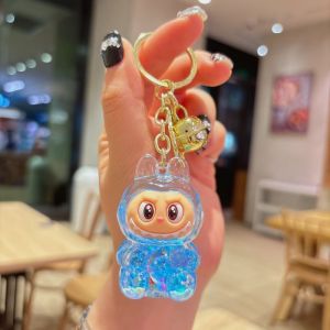 SZXBOGS Luminous Labubu Bell Keychain Gold POP MART Bag Pendant  Glow in The Dark Quicksand BottleOrnament