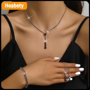 【2-3 days delivery】 4Pcs Fashion Bride Wedding Jewelry Set Rhinestone Necklace Earring Bracelet Set Women Banquet Jewelry Accessories