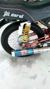 Knalpot RX KING RX SPECIAL Standar Racing Croom Silincer Half Blue / Knalpot Standar Racing Rx King