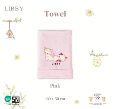 LIBBY Handuk Bordir Polos Lembut Bayi & Anak Uk.100x50 | Handuk Serap Air | Baby Towel Premium || Handuk Bayi
