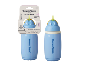 Bình uống nước giữ nhiệt có ống hút chống tràn chống sặc Tommee Tippee ACTIVE STRAW 266ml cho bé từ 12 tháng – Xanh