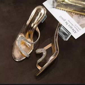 sandal high heels hak kaca mika Glitter