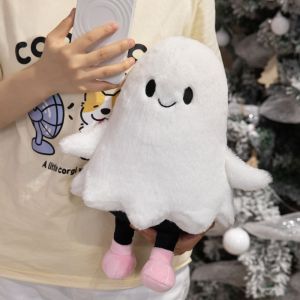 YOUSHI TOP Halloween Style Ghost Cat Plush Toys PP Cotton Kawaii White Cat Plush Pillow Comfort Plush Toys Funny Black Cat Plush Doll Home Decor