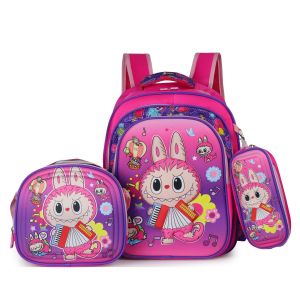 I know 16-Inch 3-Piece Set Large Capacity 3D Hard Shell labubu Childrens School Bag - Multiple Patterns Cute and Fun