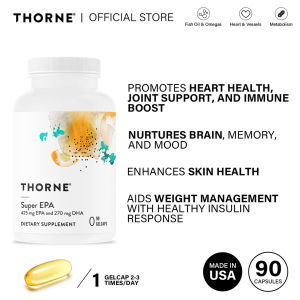 Thorne Super EPA 90 Gelcaps High Potency Omega 3 Fish Oil Rich in EPA DHA Supports Heart Brain & Joint Health