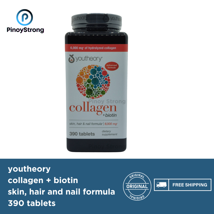 youtheory Collagen Plus Biotin, 390 Tablets, EXP MAY 2026, Pinoy Strong