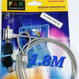 Khóa Laptop bằng Chìa đầu cắm: 1.8mm X 5.2mm (Cáp lớn dài 1.8M)