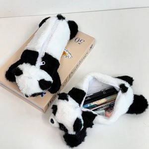 XHLXH Dirt Resistant Panda Plush Pencil Case Multi-functional Large Capacity Panda Doll Stationery Bag Students Writing Tools Zipper Closure Panda Doll Pencil Bag Stationery Storage