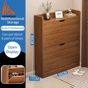 Rak Kasut Wooden Shoe Cabinet Shoe Rack Large Capacity Almari kasut Kabinet Kasut rak kabinet kasut kayu bertutup