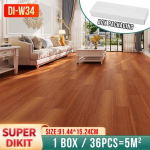 36PCS 3D Vinyl Floor Sticker Waterproof PVC Self Adhesive Vinyl Flooring Tiles(91.44*15.24CM) for Home Decor