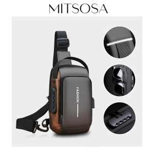 MITSOSA Men’s Waterproof Chest Bag USB Charging Anti-theft | Large Capacity Sling Bag for Riding Commute