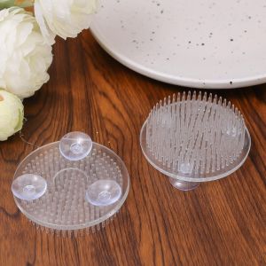 ที่วางจัดเรียงดอกไม้พลาสติกทรงกลม2/4ชิ้นถ้วยยางยึดติดโปร่งใสฐานยึดช่อดอกไม้ที่บ้าน