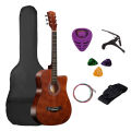 38inch Acoustic Guitar Beginner Kit Basswood Panel with Matte Finish Acoustic Guitar for Beginners. 