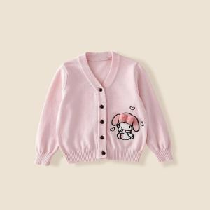 Sanrio Kuromi My Melody Childrens Cosplay JK Skirt 2024 New College Style Knitted Cardigan Pleated Skirt Three Piece Set Skirt