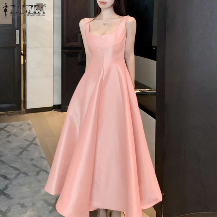 ZANZEA Korean Style Women Elegant Square Neck Stain Sleeveless Dresses Solid A-Line Party Prom Long Dresses #0324 Black Beige Pink Dresses - Lazada | Lazada PH ZANZEA Korean Style Women Elegant Square Neck Stain Sleeveless Dresses Solid A-Line Party Prom Long Dresses #0324 Black Beige Pink Dresses - Lazada | Lazada PH