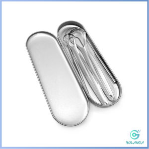 Yolanda【มีสินค้าในสต๊อก】 ที่ขูดลิ้น สเตนเลส รูปตัว U เซตขูด เคลือบ แบบพกพา พร้อมส่งในไทย tongue cleaning