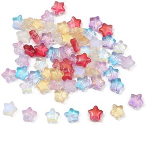 10pcs/Bag Multicolor Five-pointed Star Gold Dust Glass Beads Rainbow Spacer Beads For DIY Handmade Bracelet Earrings Necklace Jewelry Making
