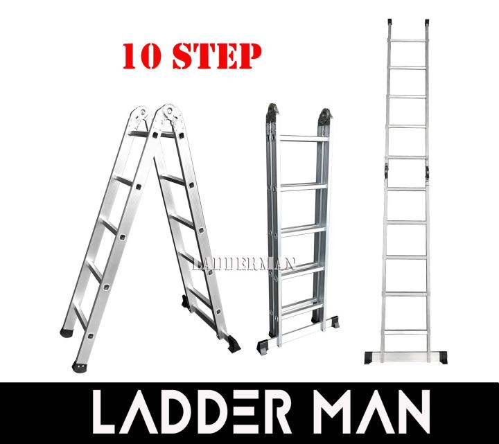10 STEP ALUMINIUM TWO WAY MULTIPURPOSE LADDER | Lazada