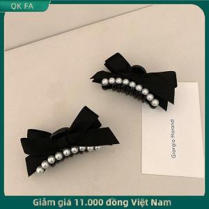 QK FA ✨ Bow ngọc trai nhỏ tóc Claw Clip cô gái tóc đuôi ngựa màu đen chủ barrettes Phụ kiện tóc