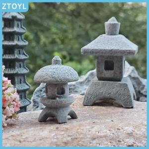 ZTOYL  Retro Gazebo Chinese Lanterns Mini Pagoda Model Decoration Stone Miniature Statue Sandstone Home Accessories
