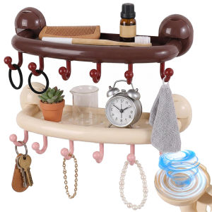 Suction Cup Hooks - Shower Caddy Suction Cup - Wall Suction Cup Shelf Bathroom Organizer Rack - Punch-Free Wall Mounted Hook - No-Drill Hanging Organizer for Shower Essentials