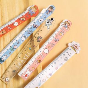 Combo 4 Cây Thước Kiểu In Hình Hoạt Hình Dễ Thương ( Thước 0124 ) Dài 15cm