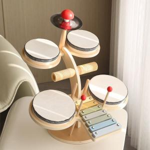Wooden Xylophone Drum Set For ToddlersMontessori Baby Musical Instruments Toys Drum Set Percussion Instruments Musical Toys