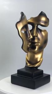 Kissing Couple Human Face Sculpture Resin Mask Abstract Stract Statue Tabletop Ornament for Home Decor Ornaments Wedding Gift