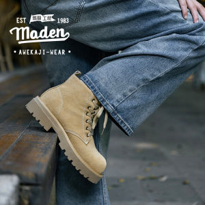 Maden thương hiệu quần áo bảo hộ lao động phong cách nam thanh niên 2024 mùa đông mới da lộn retro bốt bảo hộ lao động nam mùa đông cao cổ xe máy màu nâu có đế dày bốt martin bốt sa mạc giải trí ngoài trời