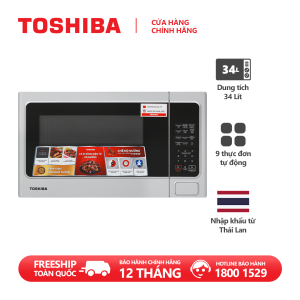 [TRẢ GÓP 0%] Lò vi sóng Toshiba ER-SGS34(S1)VN - Có chức năng nướng - Điện tử - Dung tích 34L - Công suất 1000W - Xuất xứ Thái Lan - Hàng chính hãng bảo hành 12 tháng chất lượng Nhật Bản