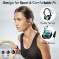 Wireless Earbuds Sports, Bluetooth Headphones 5.3, 50H Playback Over-Ear buds with 4 ENC Noise Cancelling Mic, Deep Bass Earphones with Earhooks, IP7 Waterproof Fitness Headset for Running Workout Gym. 