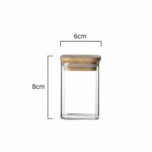 [HCM] Hũ Thủy Tinh Vuông Hộp Lọ Thủy Tinh Vuông Nắp Gỗ Đựng Thực Phẩm Đồ Khô Ngũ Cốc450-3800ml CA666
