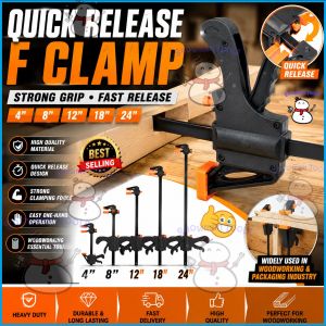 Quick Release F Clamps 4 8 12 18 24 Plastic F Clamp Clip Grip Adjustable Woodworking Tools Bar Carpentry Set