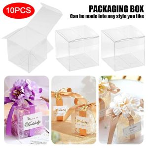 MIRELINA 10pcs PVC Party Gift Display Storage Transparent Packaging Box Chocolate Bag Clear Plastic Boxes Candy Box