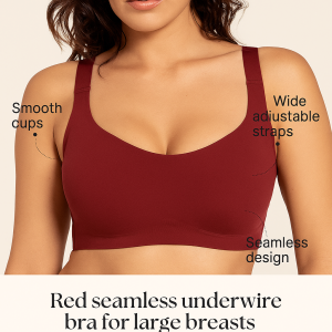 Nonexpanding bra bra Lift the bustline Large space Lightweight cups not messy Antiglare underwear Red nonmarking underwear Upper support Adults Women