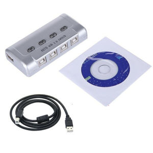 Combo Bộ chia sẻ máy in tự động 1 ra 4 + 4 dây máy in dài 15m